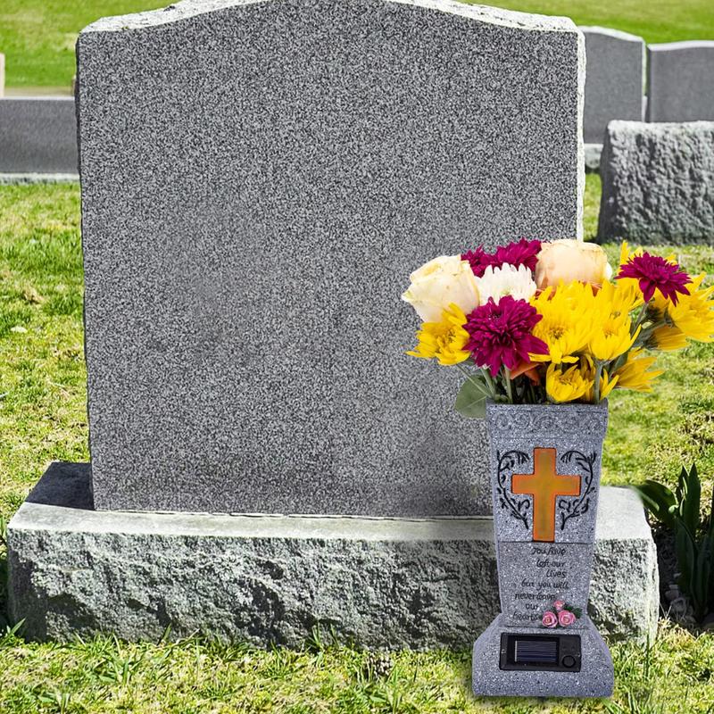💐Solar-powered cross-shaped tombstone vase (Those we love should be remembered forever).✨