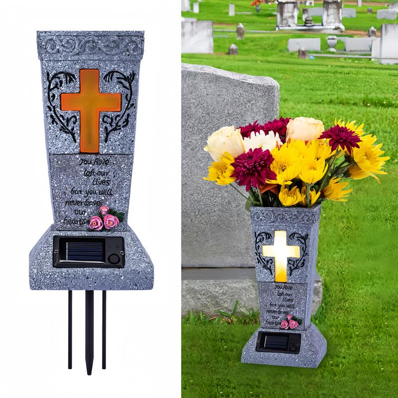 💐Solar-powered cross-shaped tombstone vase (Those we love should be remembered forever).✨