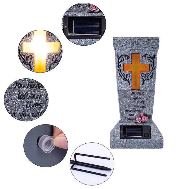 💐Solar-powered cross-shaped tombstone vase (Those we love should be remembered forever).✨