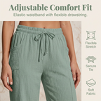 Women's plain-coloured pleated cotton and linen short