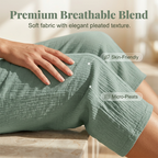 Women's plain-coloured pleated cotton and linen short